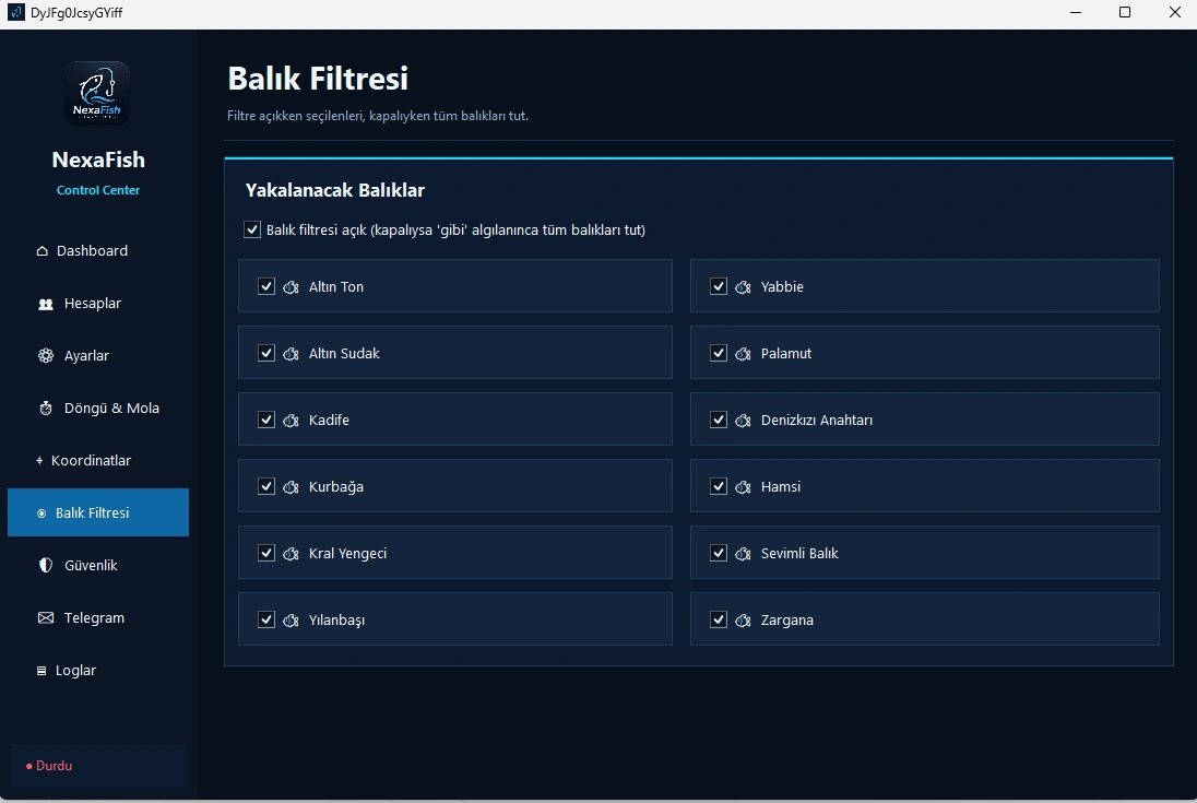 NexaFish Metin2 balık filtresi seçenekleri